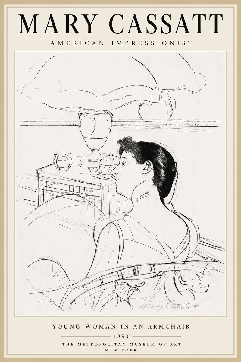 Mary Cassatt Young Woman in an Armchair No5 - Juliste