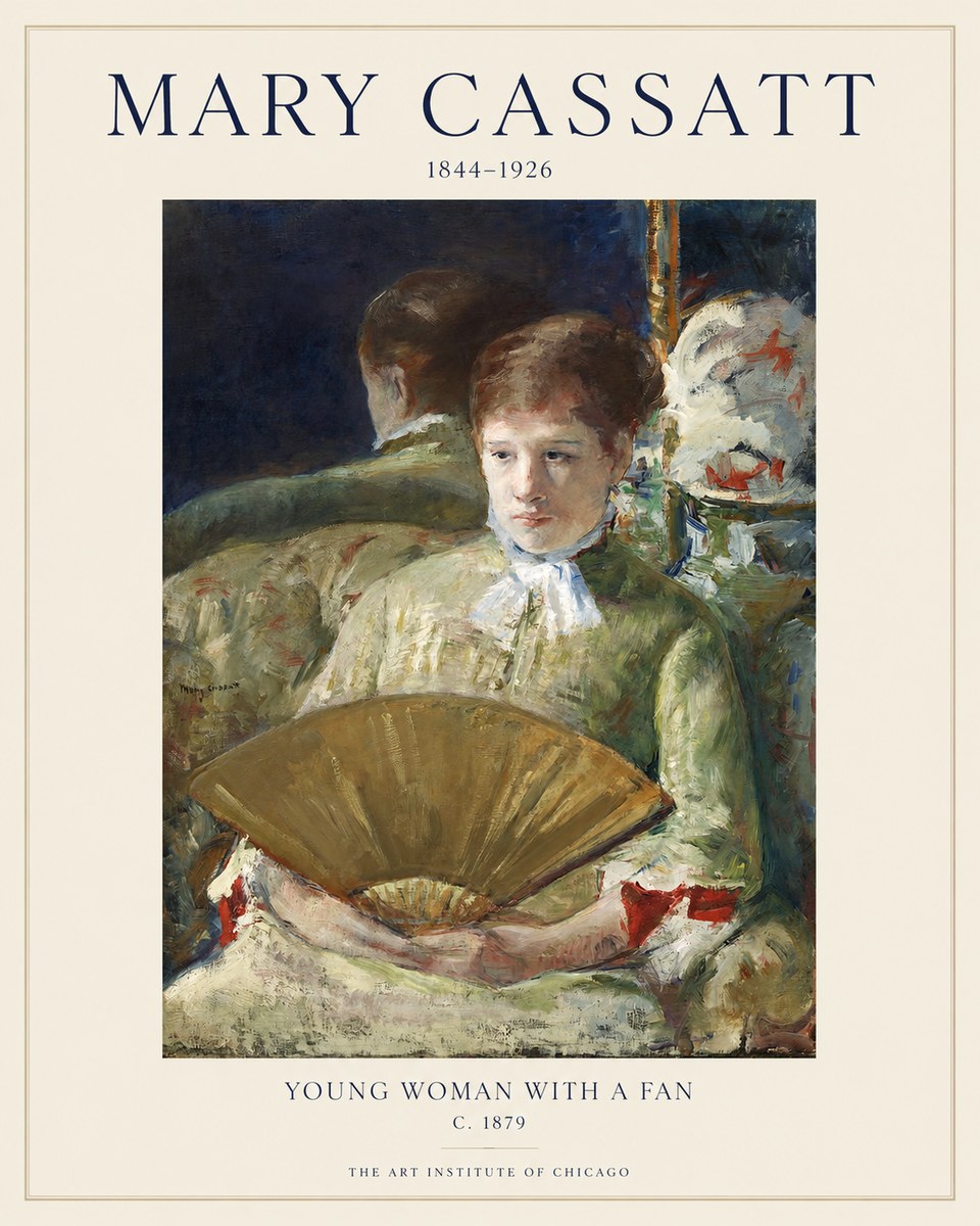 Mary Cassatt Young Woman with a Fan I No1 - Juliste