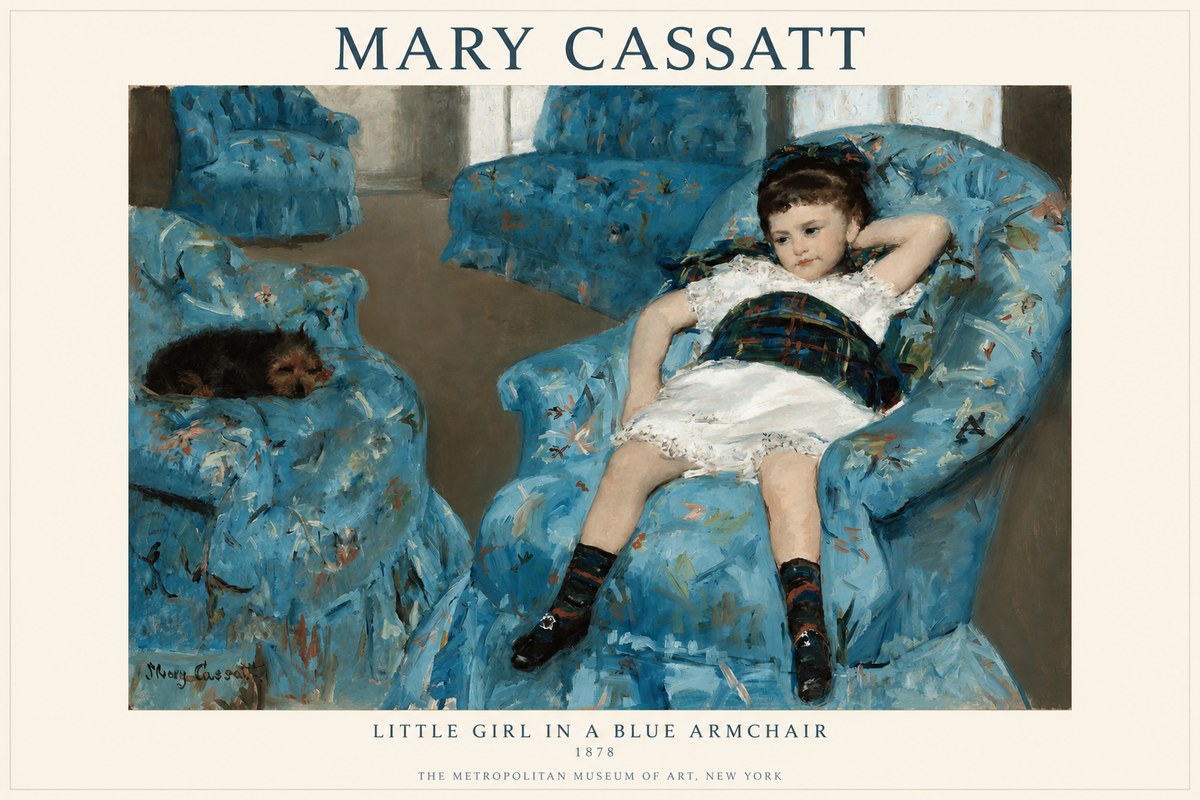 Mary Cassatt Little Girl in a Blue Armchair No1 - Juliste
