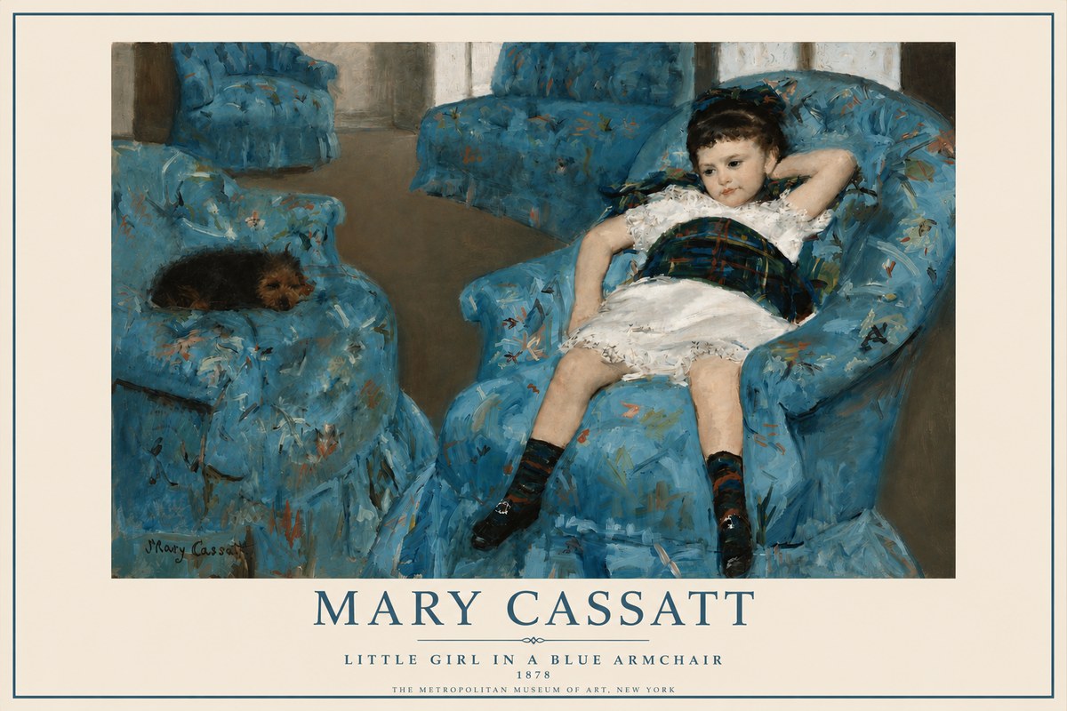 Mary Cassatt Little Girl in a Blue Armchair No3 - Juliste