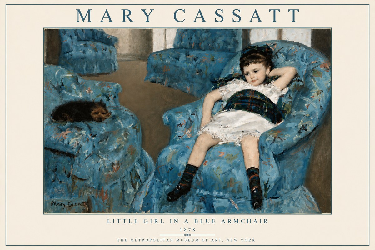 Mary Cassatt Little Girl in a Blue Armchair No6 - Juliste