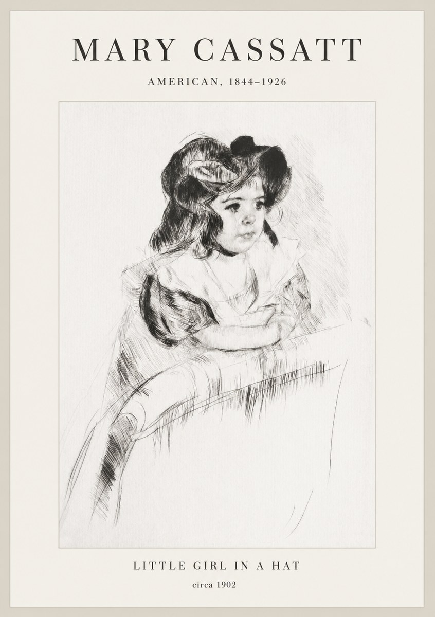 Mary Cassatt Little Girl in a Hat No1 - Juliste