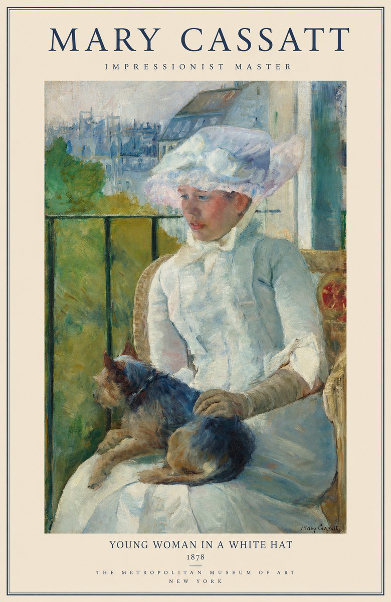 Mary Cassatt Young Woman in a White Hat No1 - Juliste