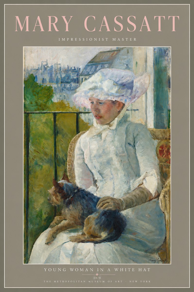 Mary Cassatt Young Woman in a White Hat No2 - Juliste