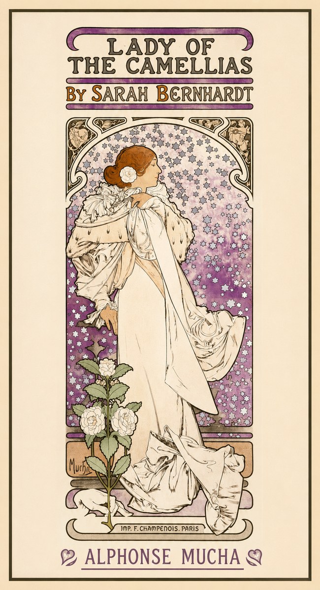 Mucha Lady of the Camellias No1 - Juliste