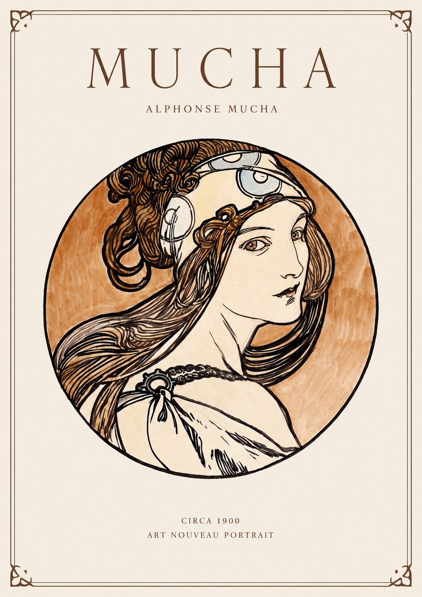 Mucha Art Nouveau Portrait I No1 - Juliste