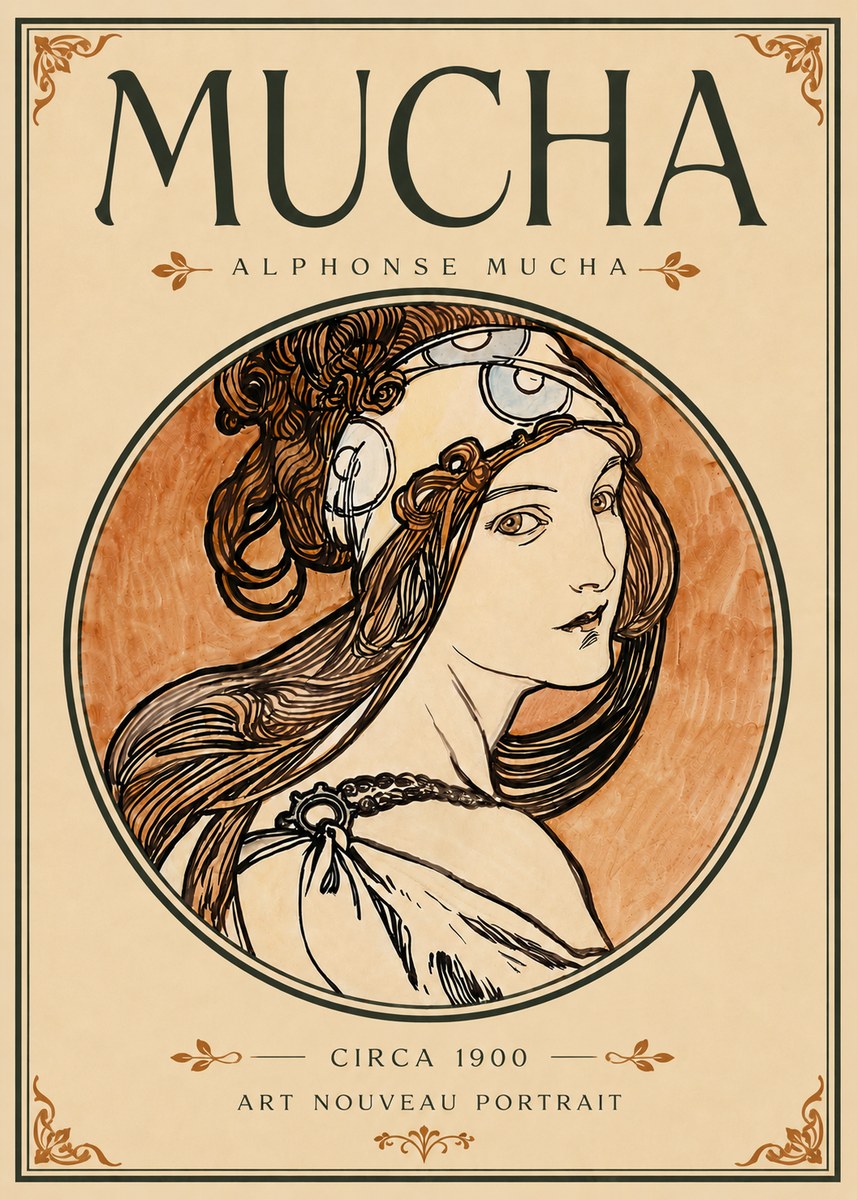 Mucha Art Nouveau Portrait I No6 - Juliste