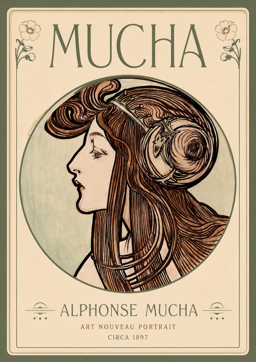 Mucha Art Nouveau Portrait II No4 - Juliste