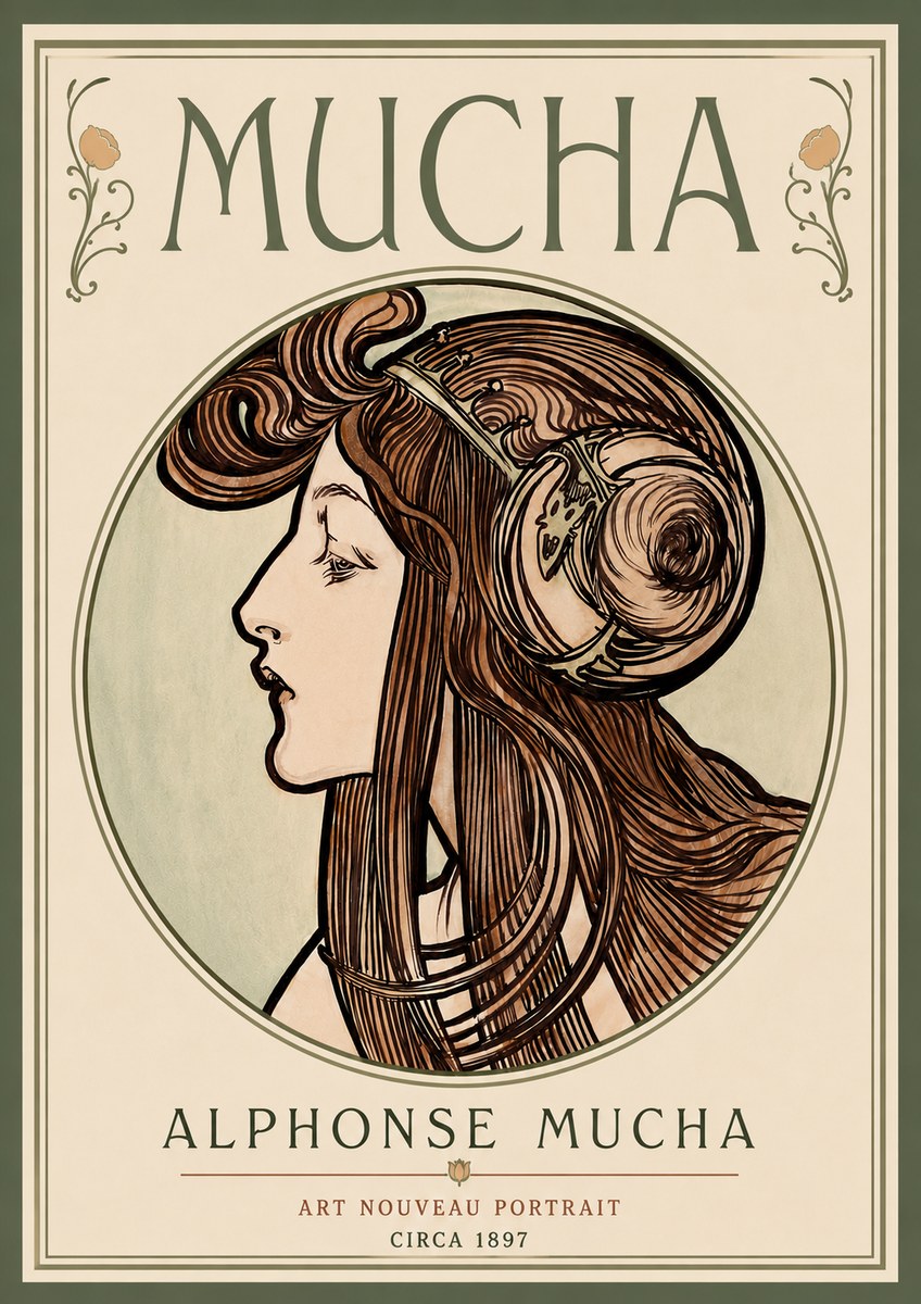 Mucha Art Nouveau Portrait II No6 - Juliste