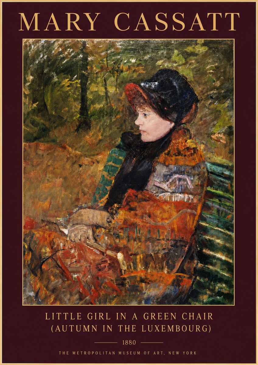 Mary Cassatt Little Girl in a Green Chair (Autumn in the Luxembourg) No3 - Juliste