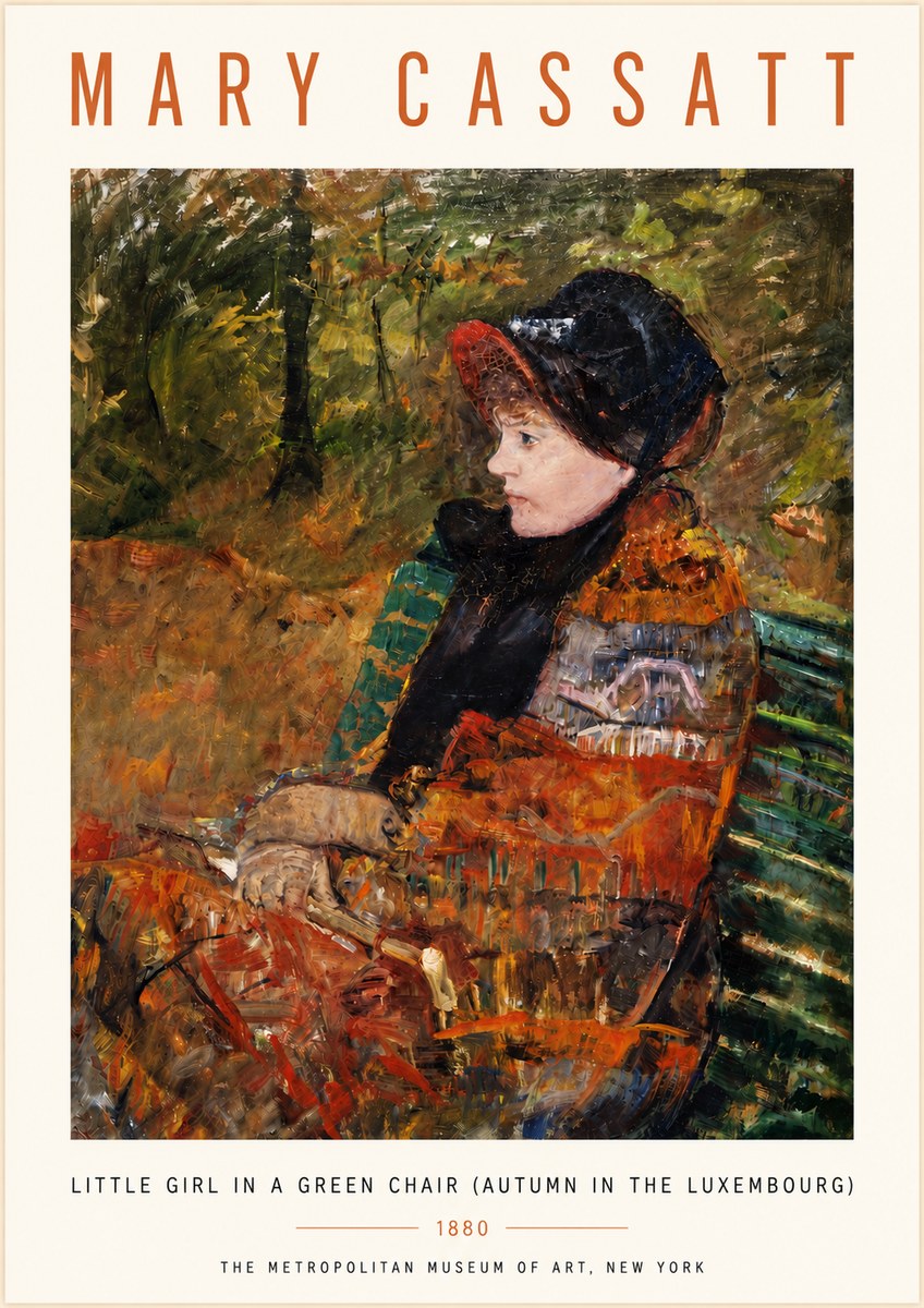 Mary Cassatt Little Girl in a Green Chair (Autumn in the Luxembourg) No4 - Juliste