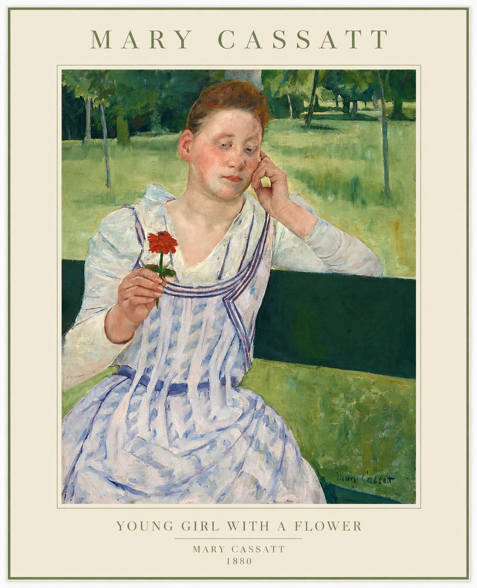 Mary Cassatt Young Girl with a Flower No1 - Juliste