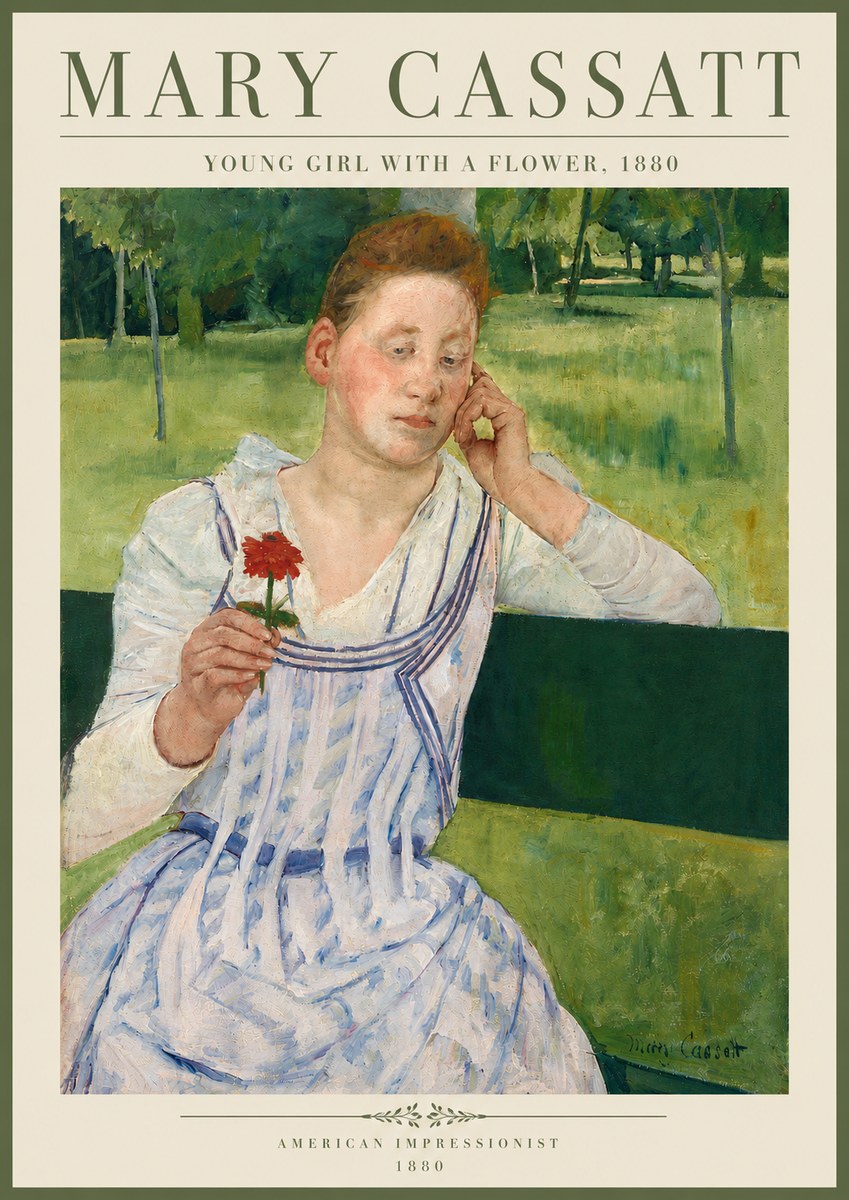 Mary Cassatt Young Girl with a Flower No4 - Juliste