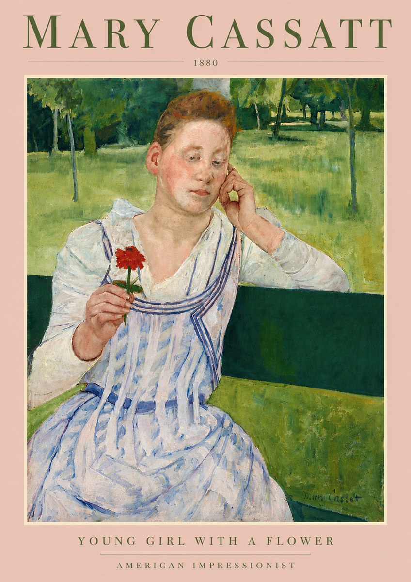 Mary Cassatt Young Girl with a Flower No5 - Juliste