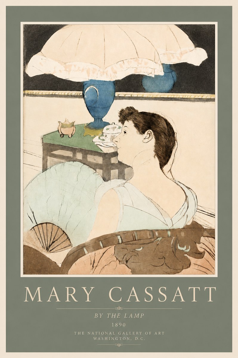Mary Cassatt By the Lamp No2 - Juliste