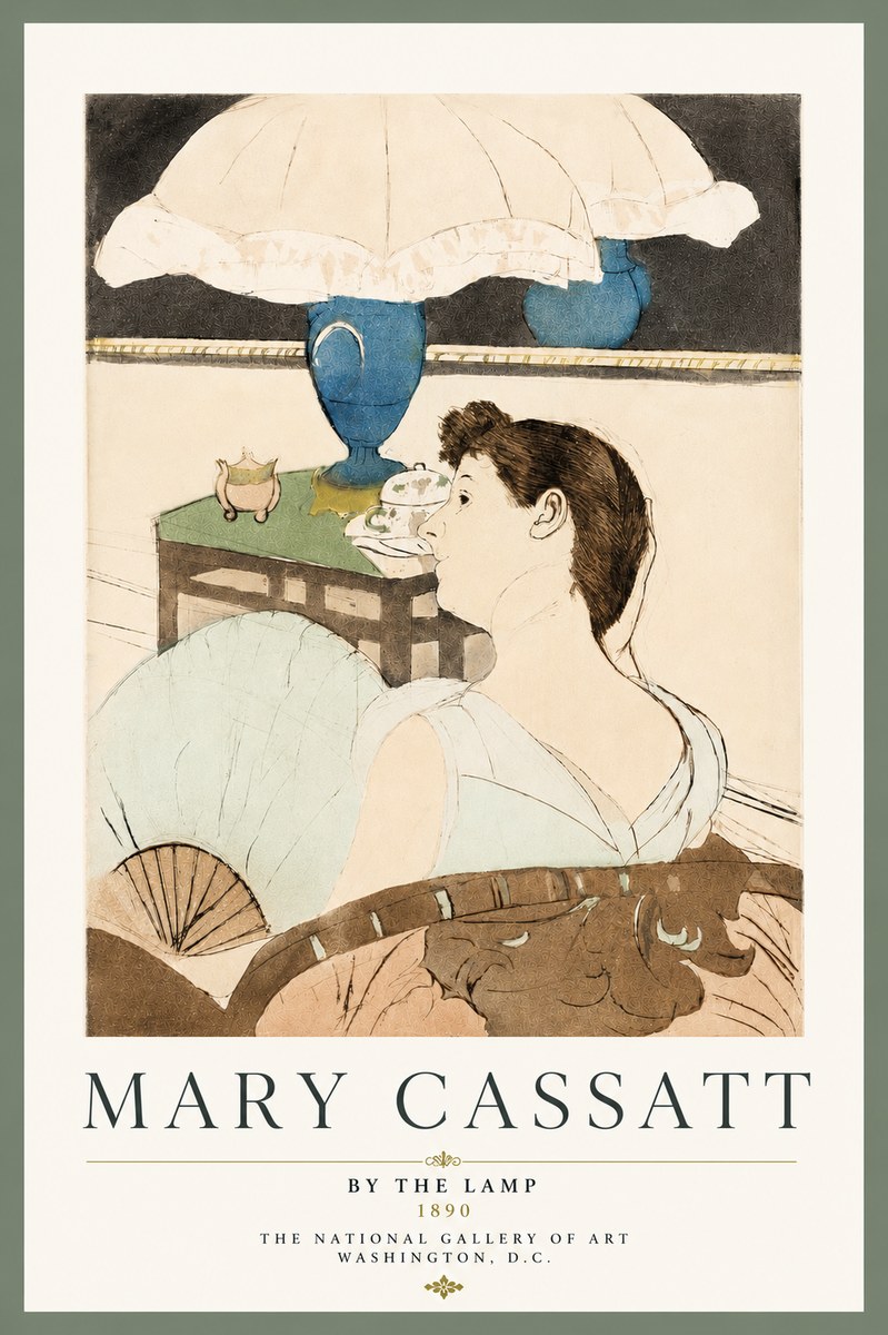 Mary Cassatt By the Lamp No4 - Juliste