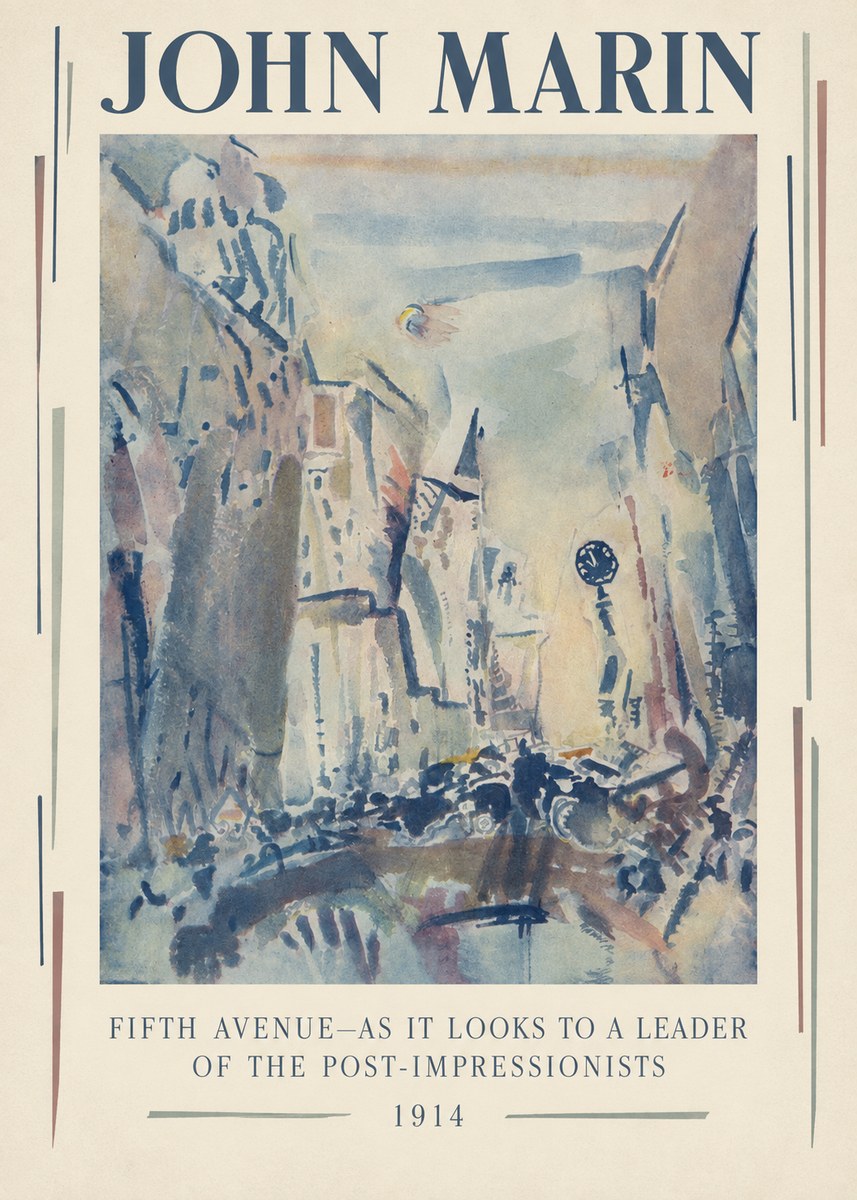 John Marin Fifth Avenue – as It Looks to a Leader of the Post-impressionists No3 - Juliste