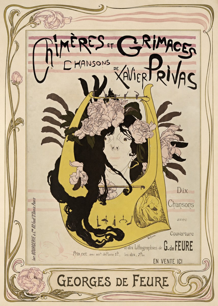 Georges de Feure Chimères Et Grimaces Chansons De Xavier Privas No1 - Juliste