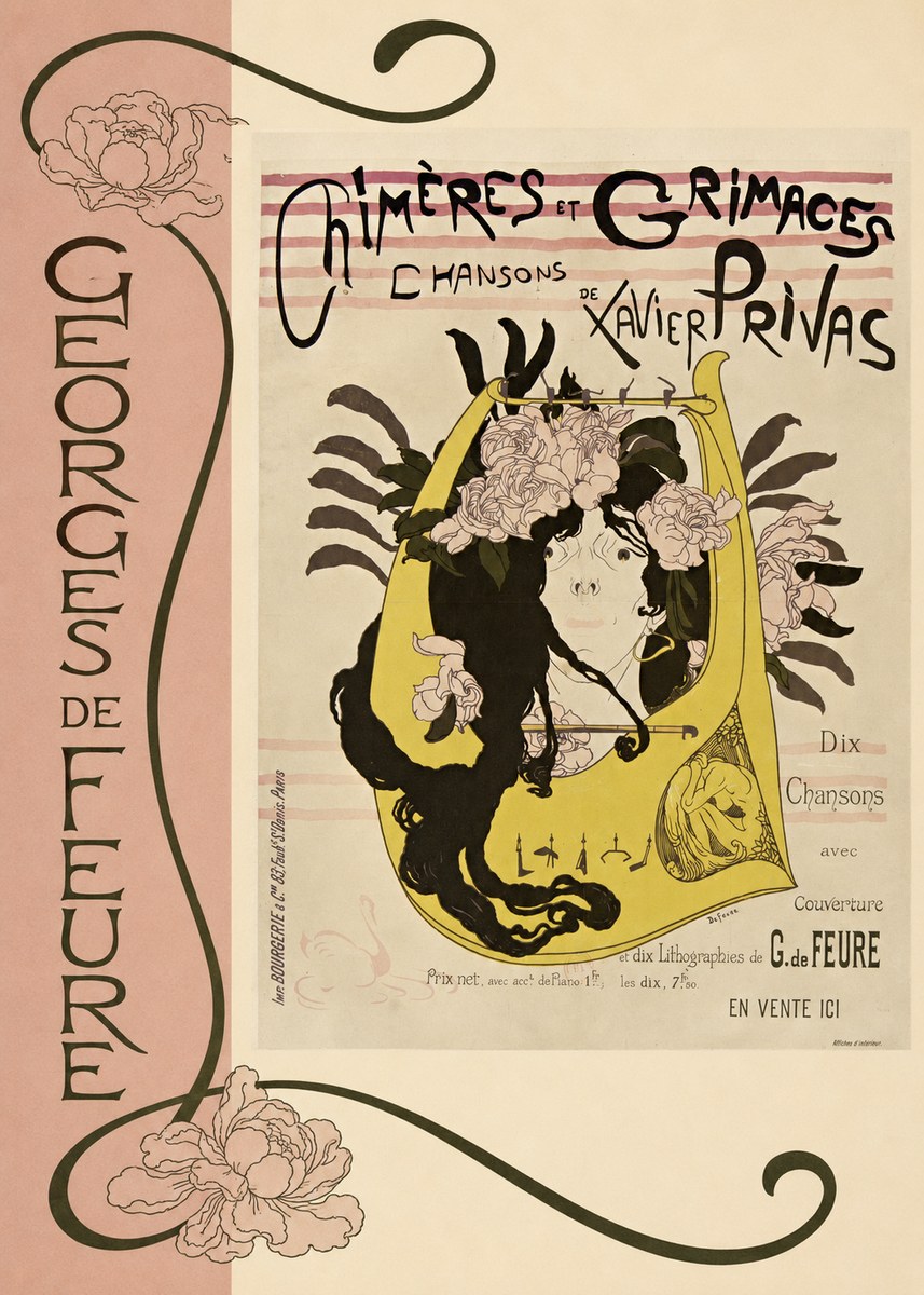Georges de Feure Chimères Et Grimaces Chansons De Xavier Privas No2 - Juliste