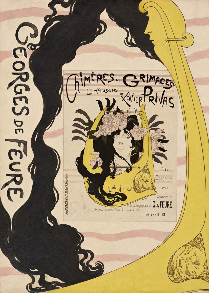 Georges de Feure Chimères Et Grimaces Chansons De Xavier Privas No5 - Juliste