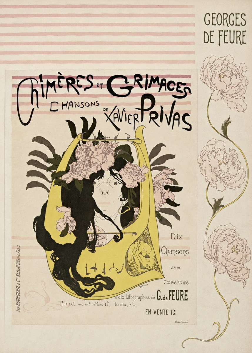 Georges de Feure Chimères Et Grimaces Chansons De Xavier Privas No6 - Juliste