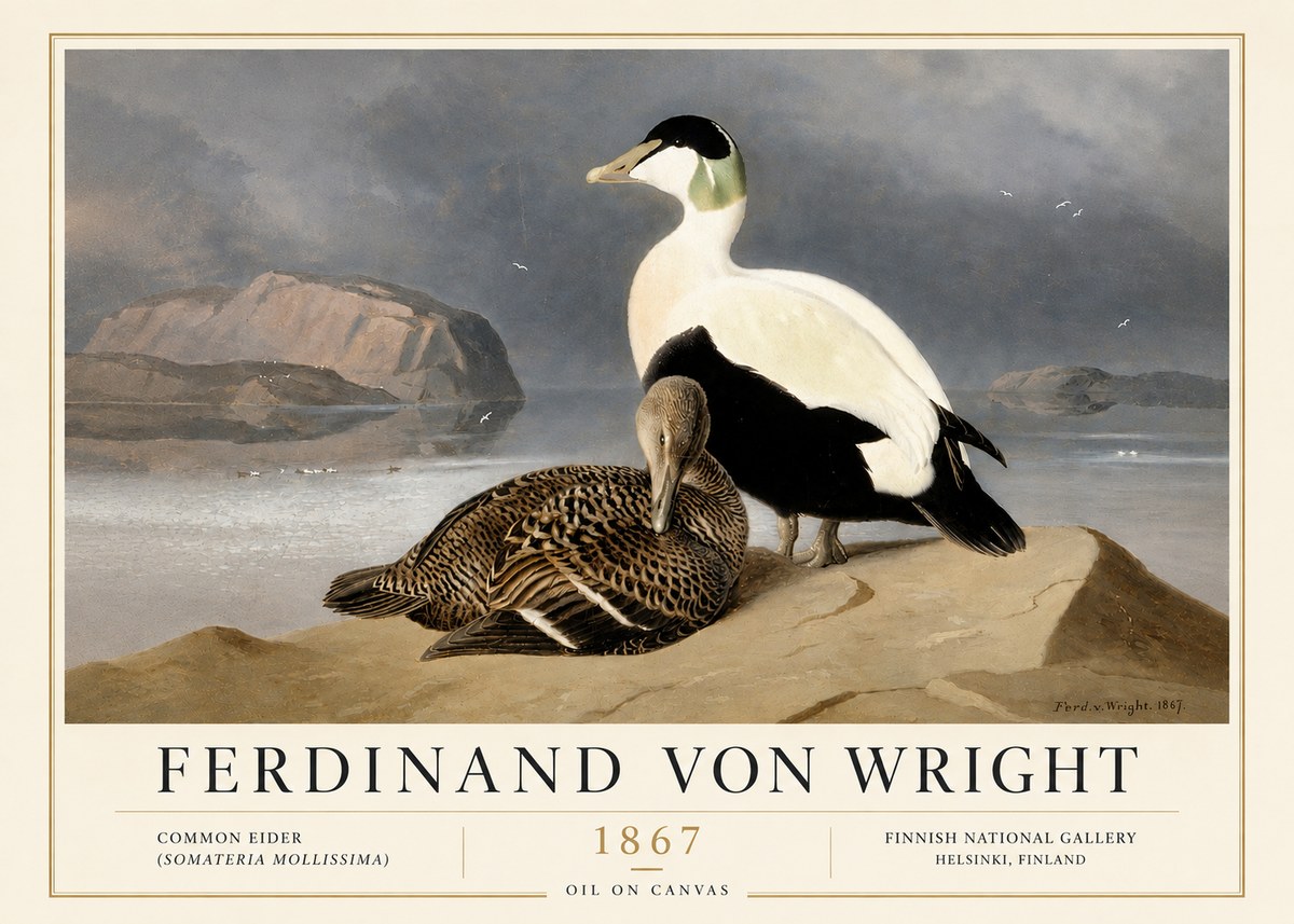 Ferdinand von Wright Common Eider (Somateria Mollissima) No6 - Juliste