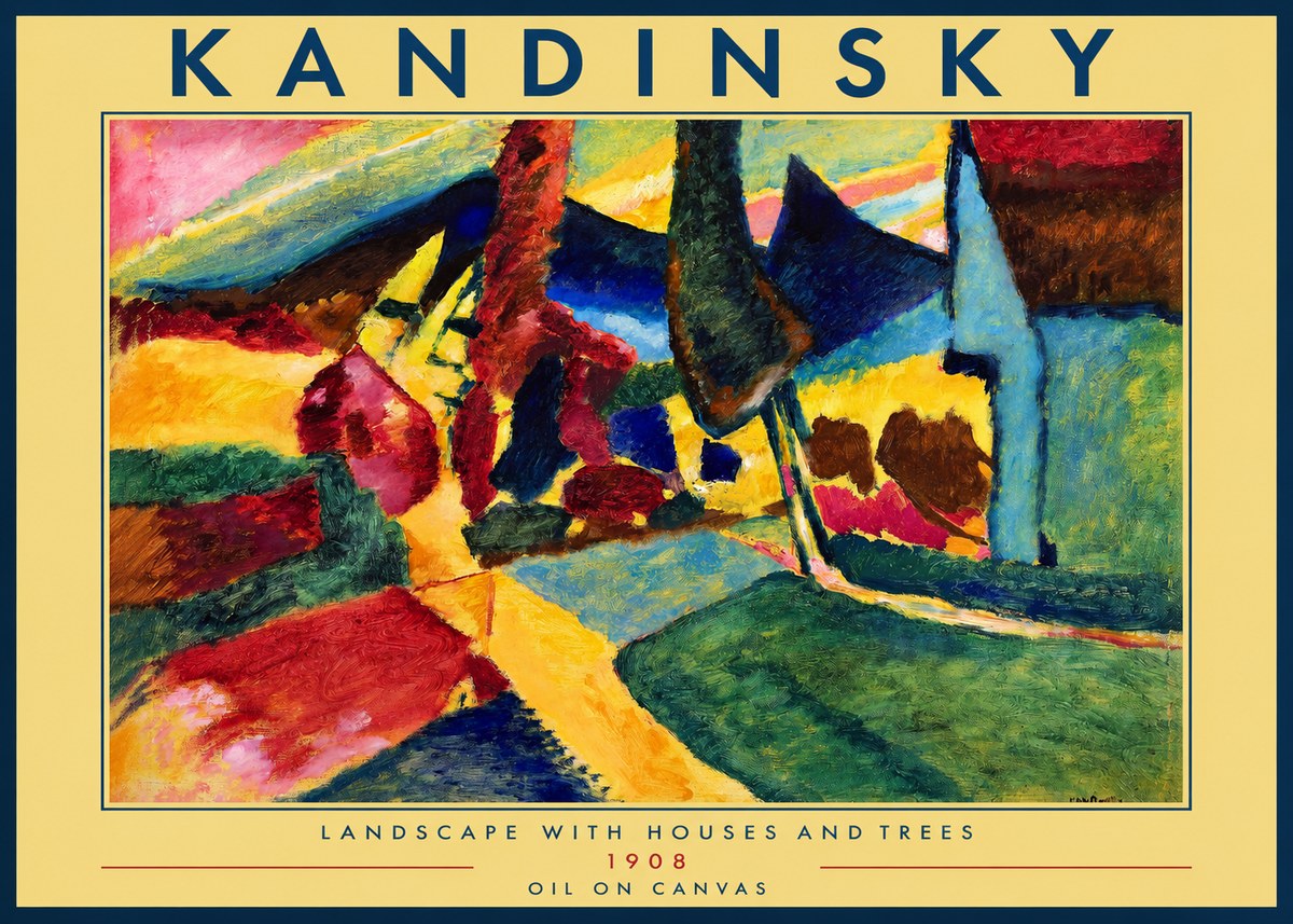Kandinsky Landscape with Houses and Trees No2 - Juliste