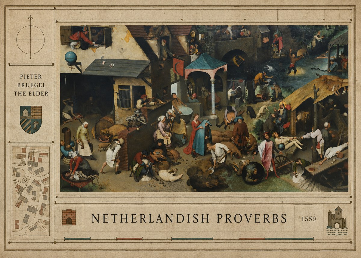 Pieter Bruegel Netherlandish Proverbs III No4 - Juliste