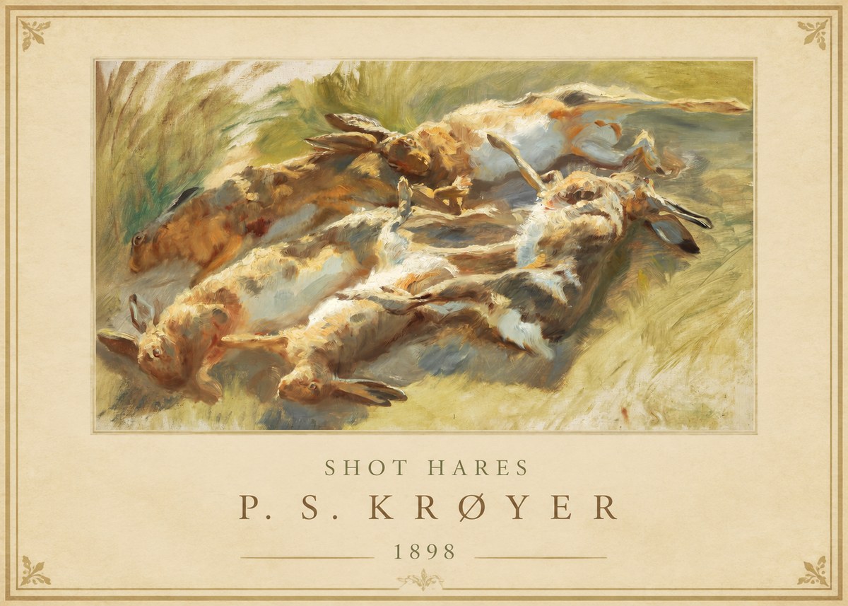 P.S. Krøyer Shot Hares No1 - Juliste