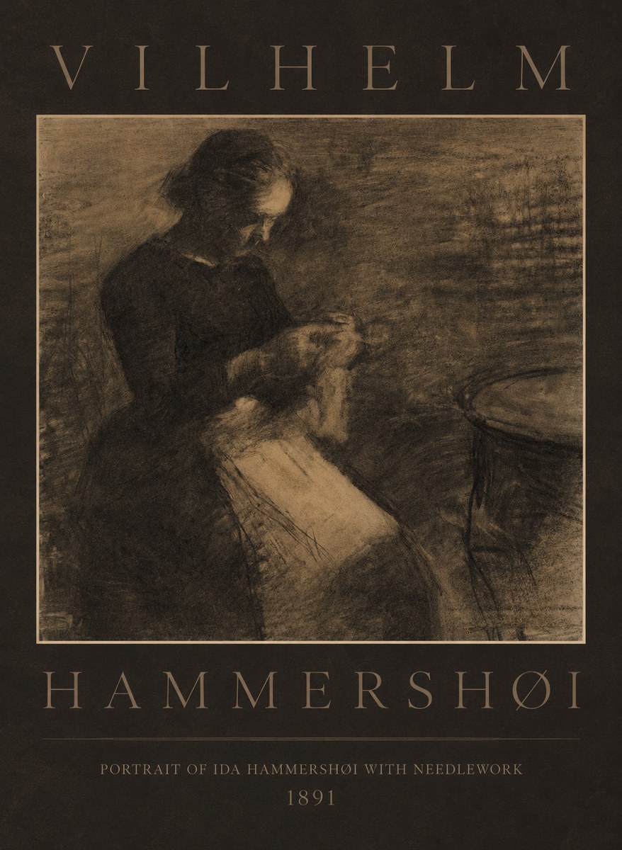 Vilhelm Hammershøi Portrait of Ida Hammershøi with Needlework No4 - Juliste