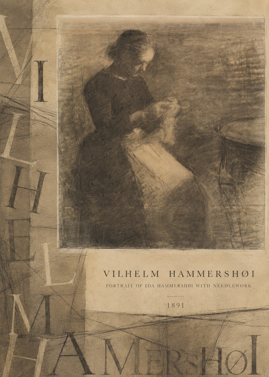 Vilhelm Hammershøi Portrait of Ida Hammershøi with Needlework No6 - Juliste