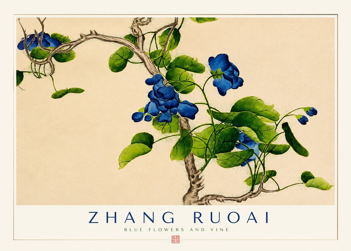 Zhang Ruoai Blue Morning Glories No2 - Juliste