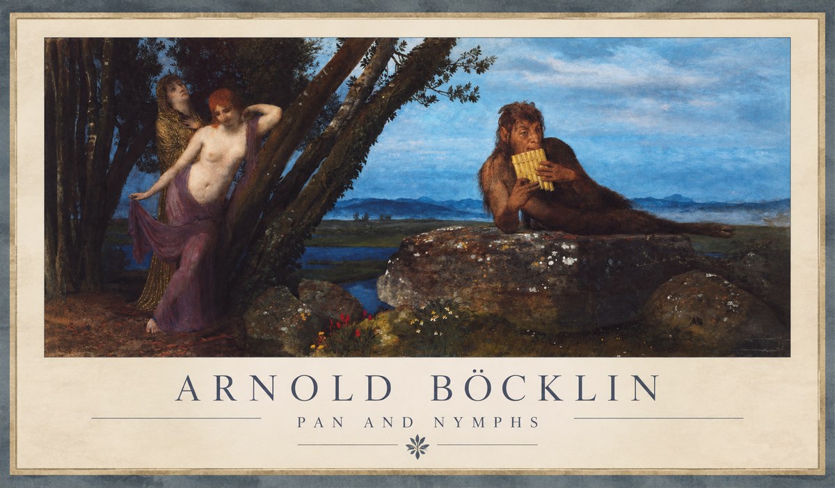 Arnold Böcklin Pan and Nymphs No1 - Juliste