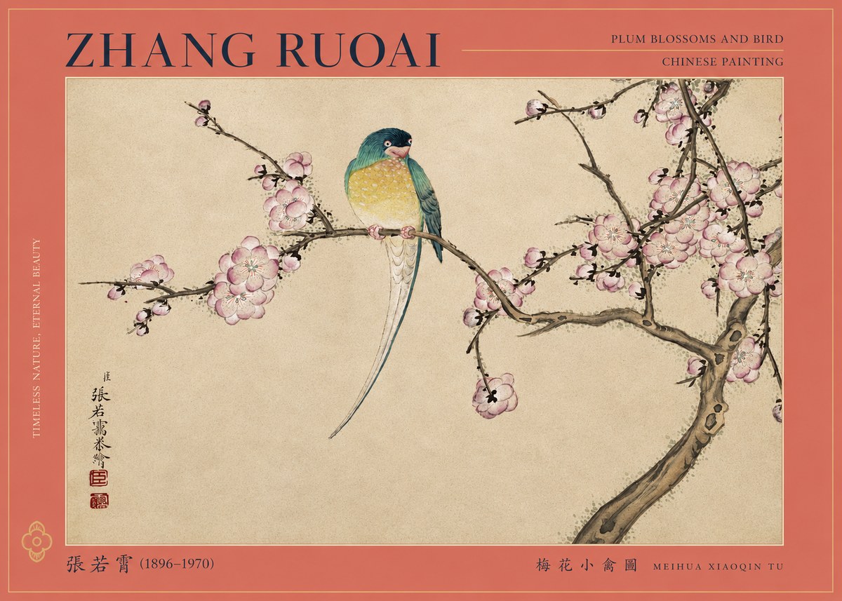 Zhang Ruoai Plum Blossoms and Bird No2 - Juliste