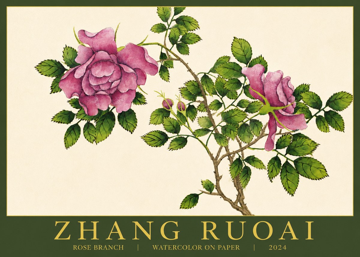 Zhang Ruoai Rose Branch No3 - Juliste