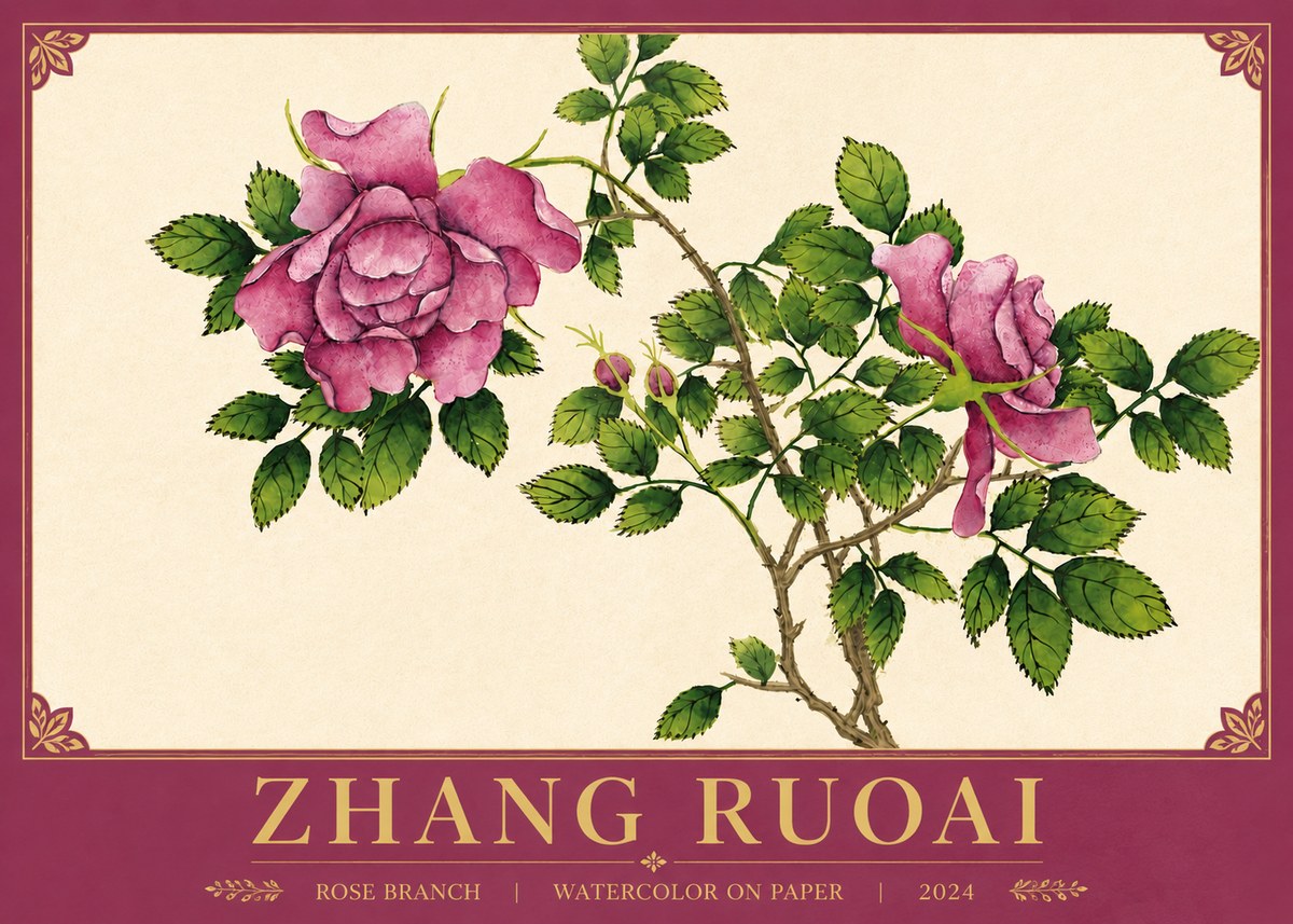 Zhang Ruoai Rose Branch No5 - Juliste