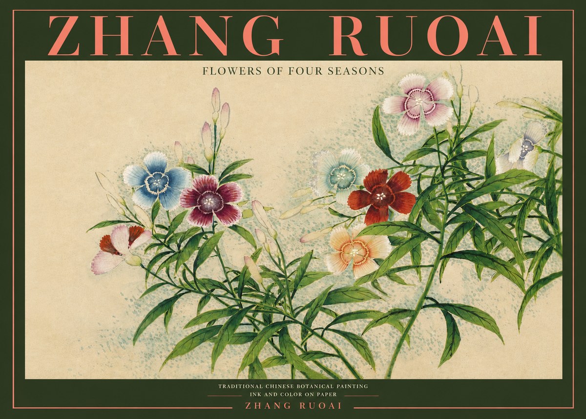 Zhang Ruoai Dianthus in Bloom No5 - Juliste