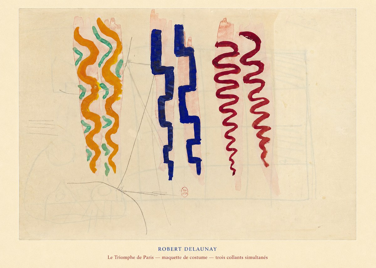 Robert Delaunay Le Triomphe De Paris — Maquette De Costume — Trois Collants Simultanés No4 - Juliste