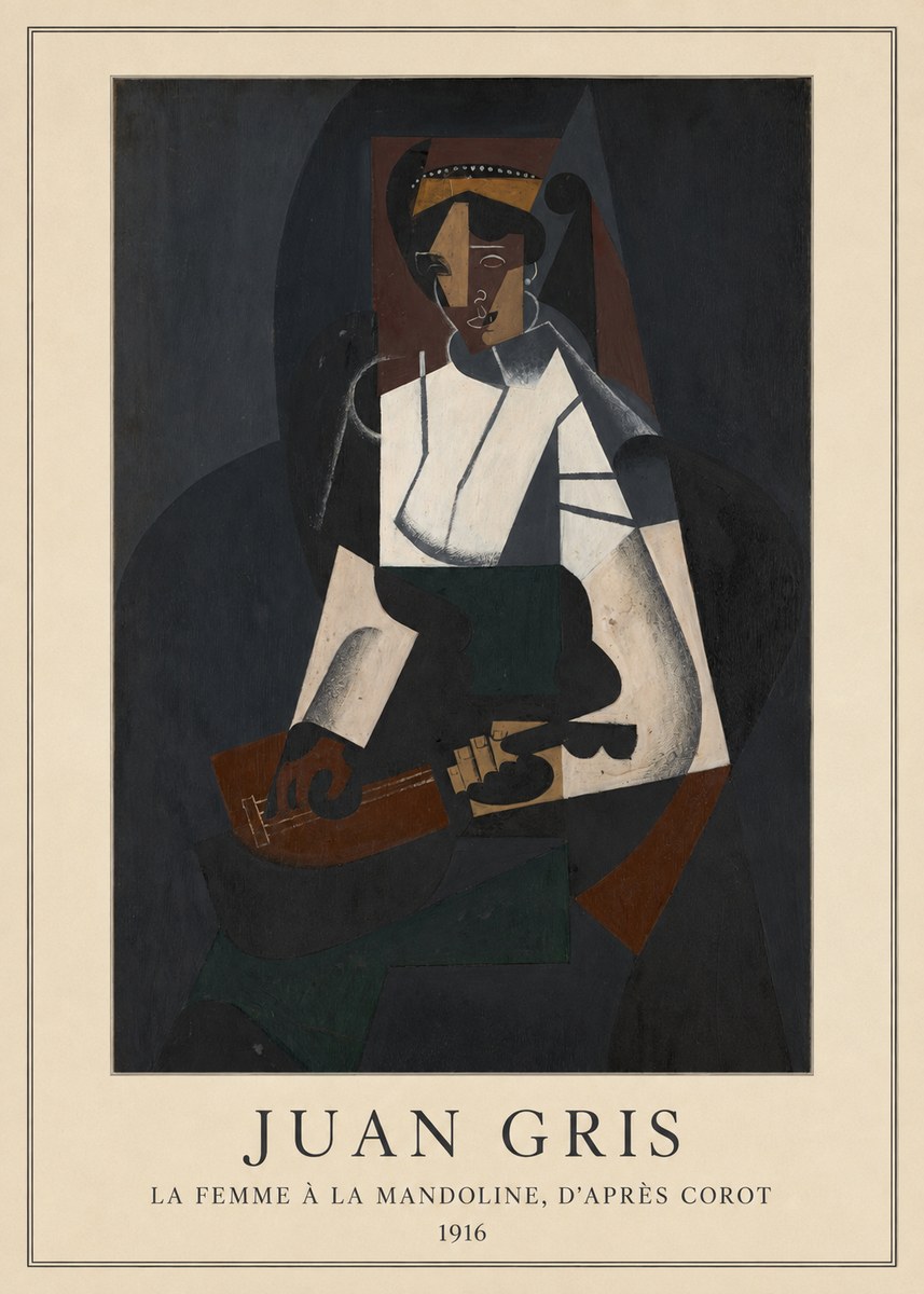 Juan Gris La Femme À La Mandoline, D'après Corot No4 - Juliste