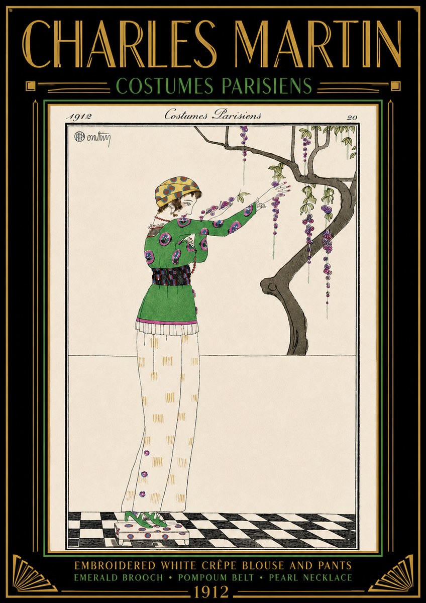 Charles Martin Embroidered White Crêpe Blouse and Pants No4 - Juliste