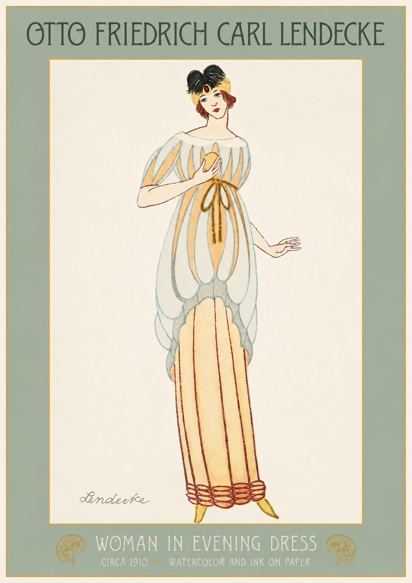 Otto Friedrich Carl Lendecke Woman in Evening Dress No2 - Juliste
