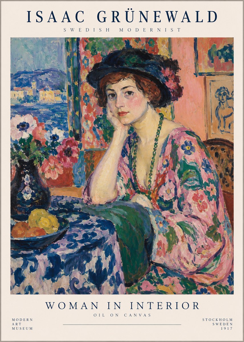 Isaac Grünewald Woman in Interior No1 - Juliste