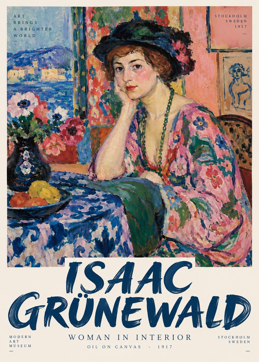 Isaac Grünewald Woman in Interior No3 - Juliste
