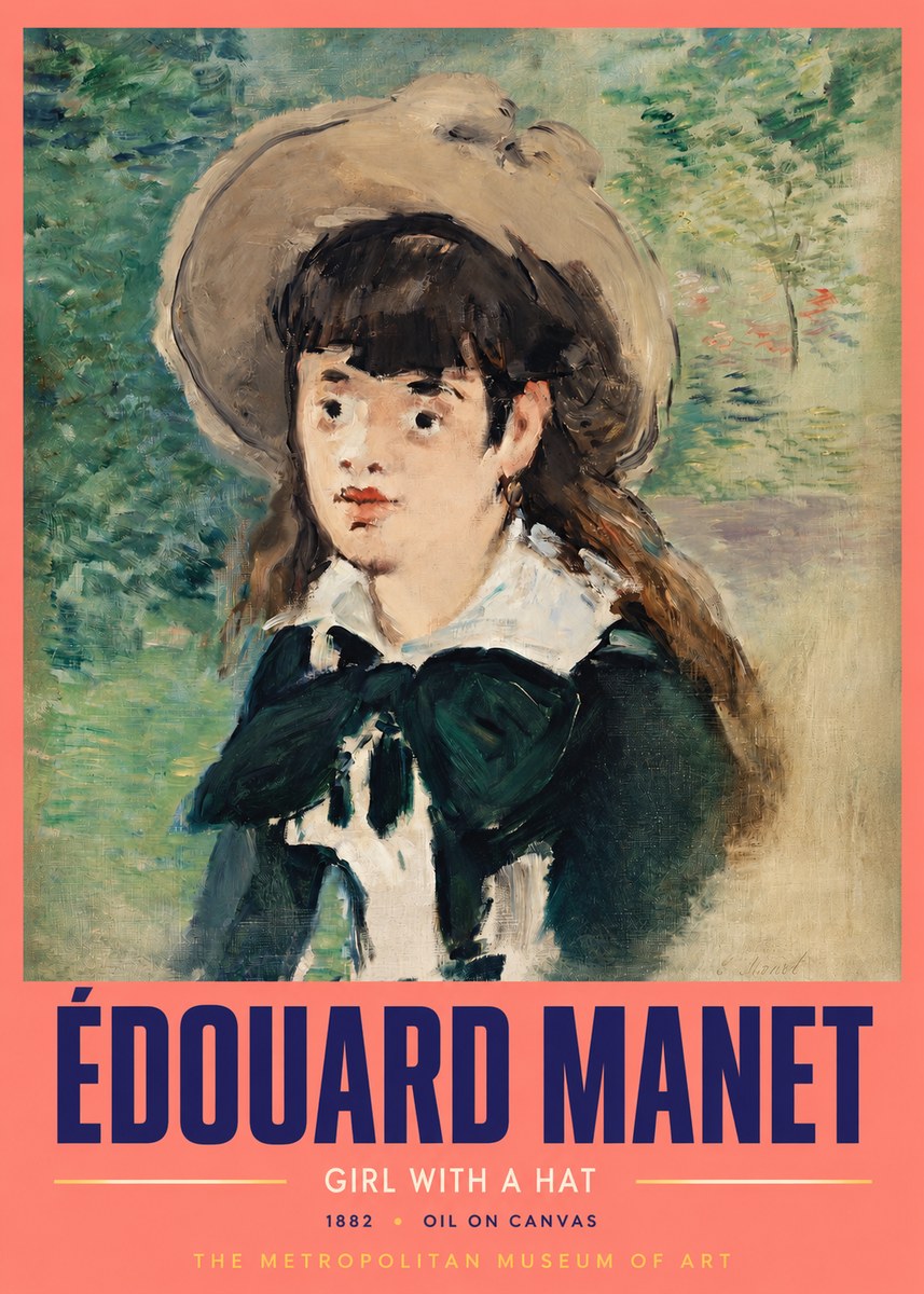 Édouard Manet Girl with a Hat No2 - Juliste