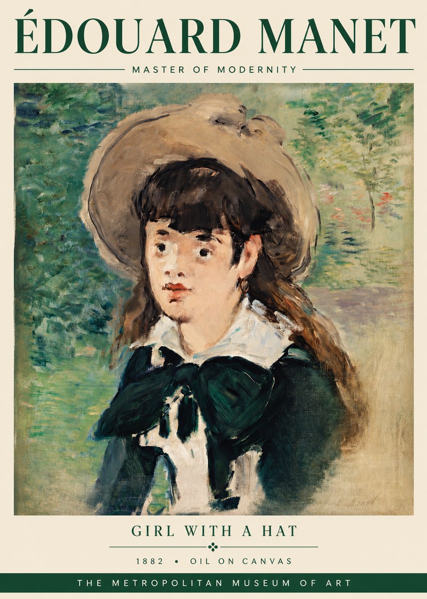 Édouard Manet Girl with a Hat No3 - Juliste