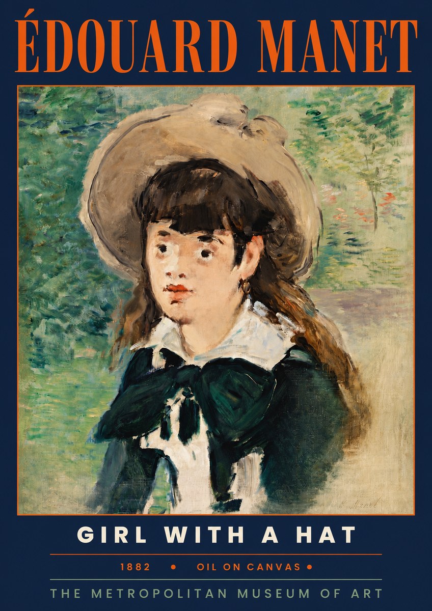 Édouard Manet Girl with a Hat No4 - Juliste