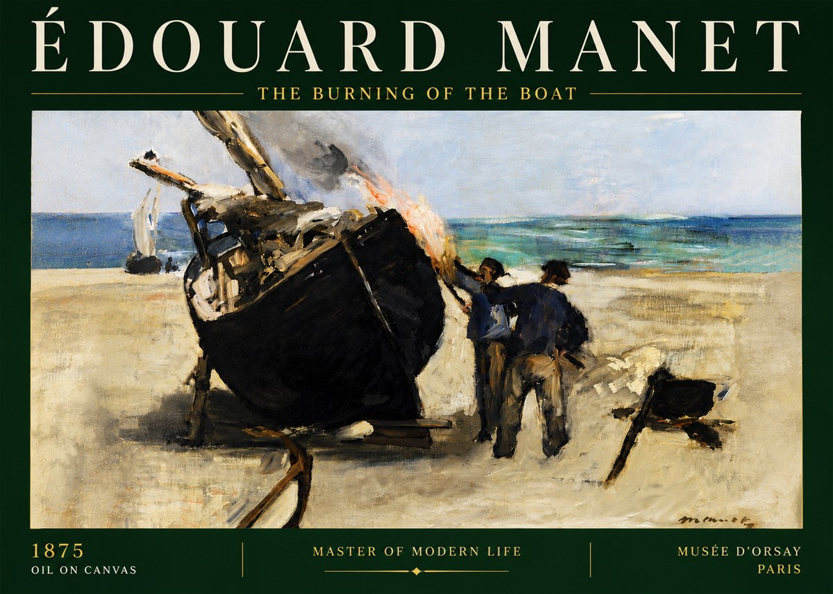 Édouard Manet The Burning of the Boat No5 - Juliste