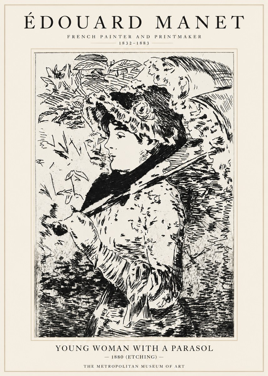Édouard Manet Young Woman with a Parasol No1 - Juliste