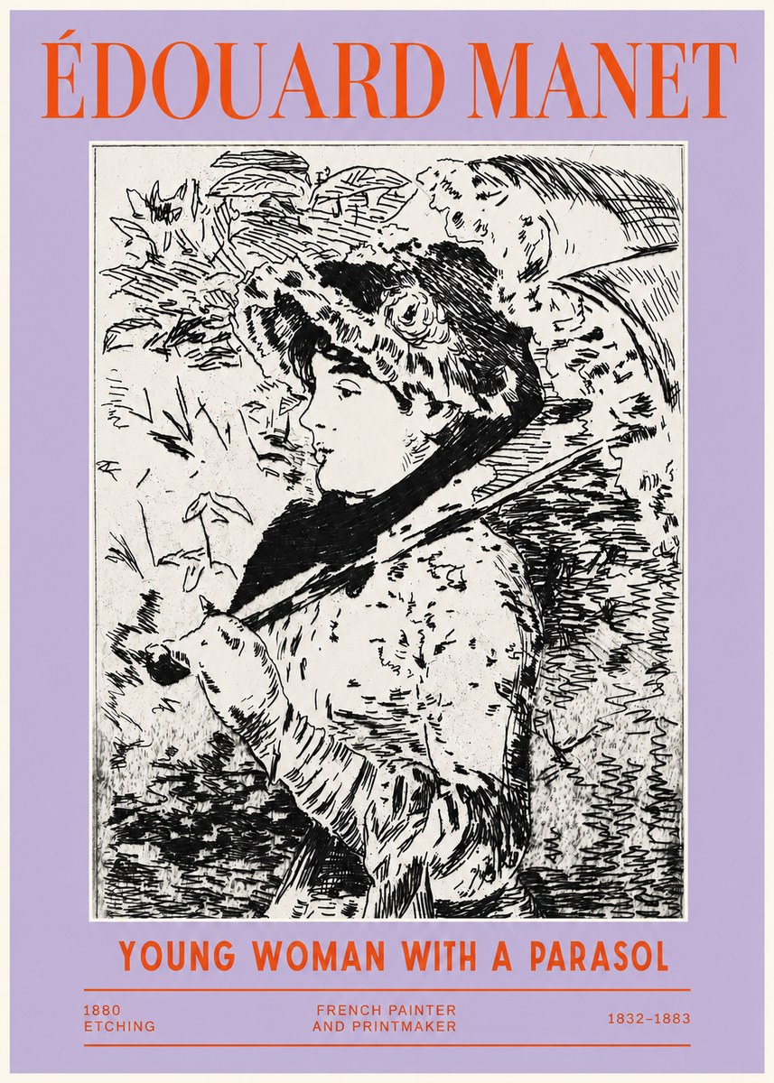 Édouard Manet Young Woman with a Parasol No2 - Juliste