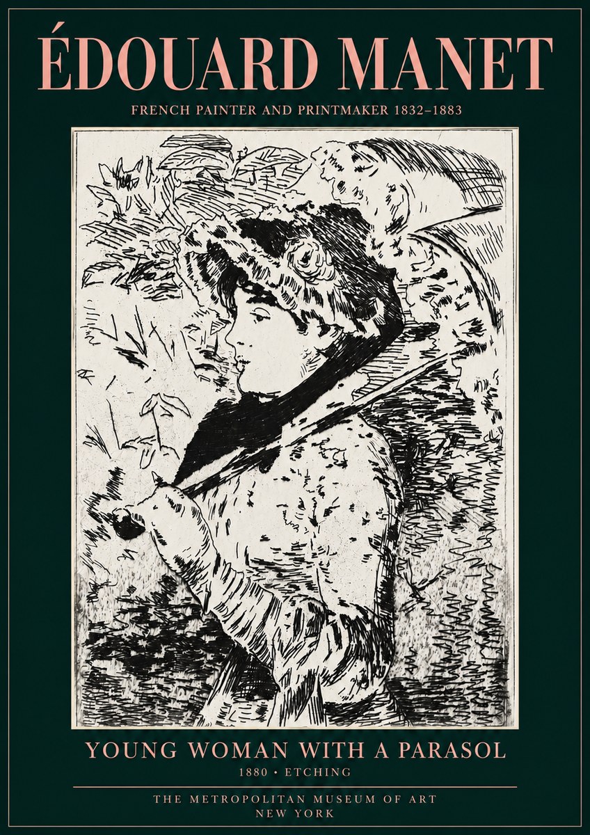 Édouard Manet Young Woman with a Parasol No3 - Juliste